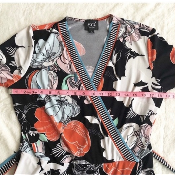 ECI | Floral Printed Faux Wrap Tie Waist Dress NWT - Picture 9 of 10
